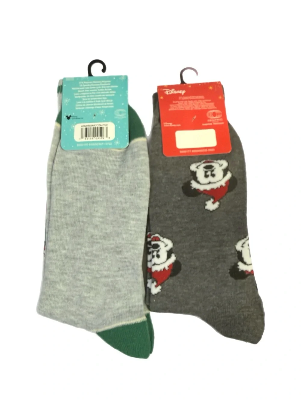 Disney Christmas Socks Mickey Mouse Goofy Holiday Crew 2 Pair Lot NWT